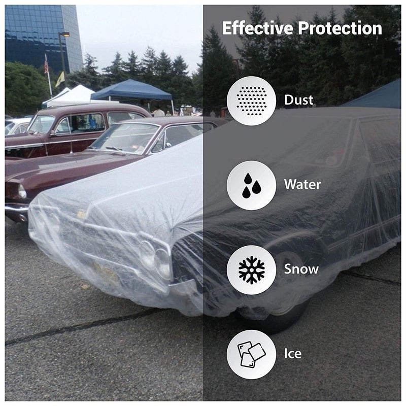 West Lake Car Essential Universal Disposable Clear Plastic Car Cover Suitable for SUV Sedan Mini Van, 24 Feet by 16 Feet Extra Large Size with Elastic Band - Image 4